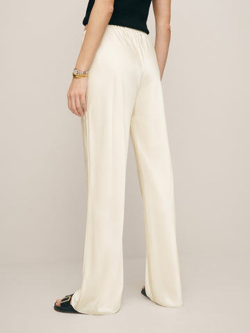 petites gale satin mid rise bias pant