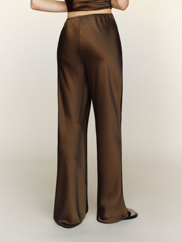 petites gale satin mid rise bias pant