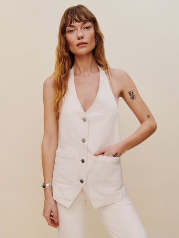 brittany denim halter top