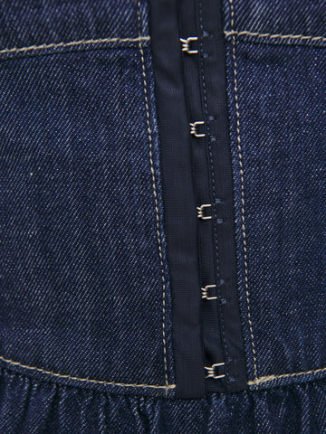 tagliatelle denim midi dress