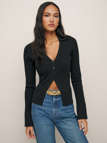 valentina ribbed open cardigan