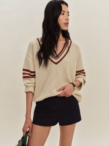 sienna oversized cotton v neck sweater