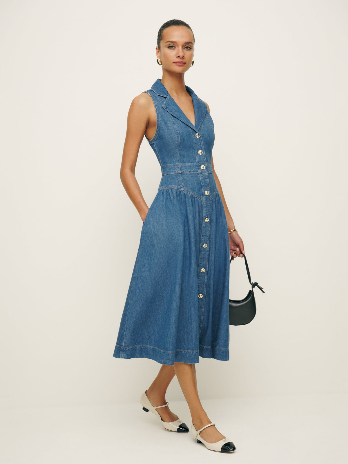 ellison denim midi dress
