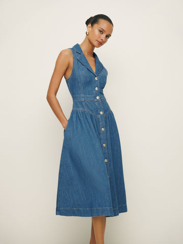 ellison denim midi dress