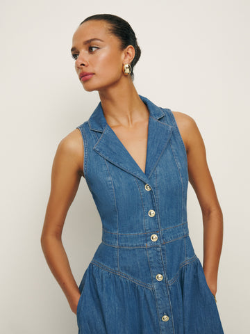ellison denim midi dress
