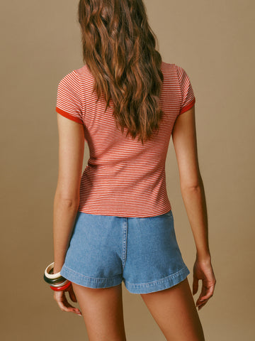 eliana pleated denim shorts