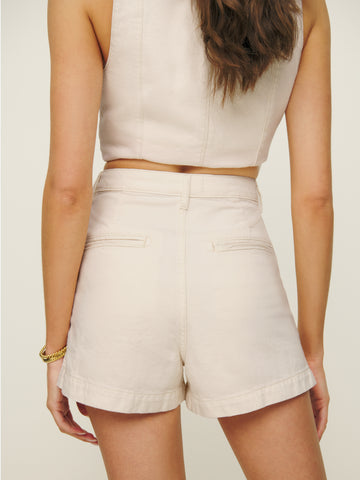 eliana pleated denim shorts