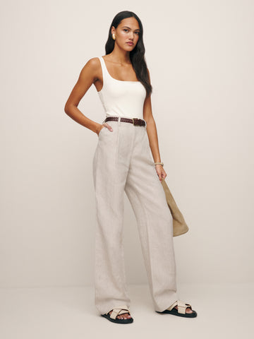alex linen mid rise pant