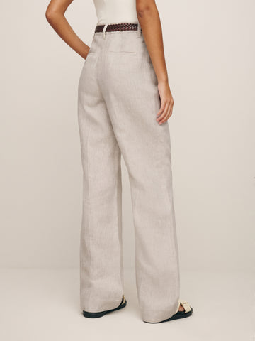 petites alex linen mid rise pant