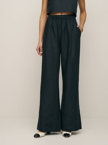 petites fernando linen wide leg pant