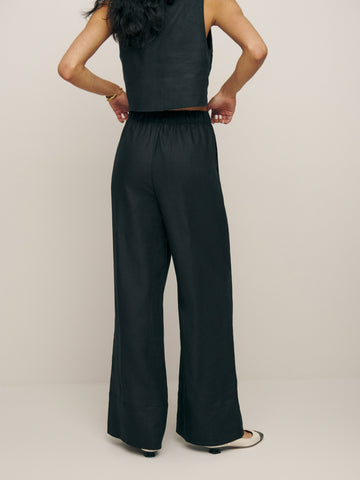 petites fernando linen wide leg pant