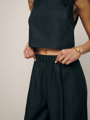 petites fernando linen wide leg pant