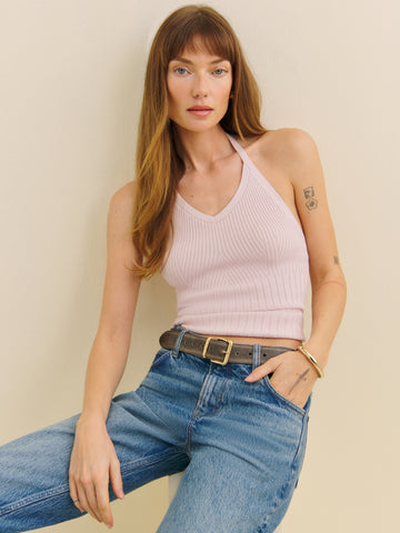 delia ribbed halter top