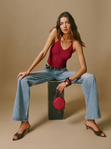 delia ribbed halter top