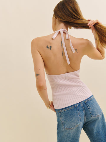 delia ribbed halter top