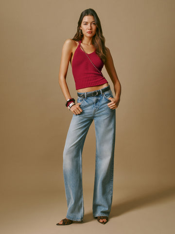 delia ribbed halter top