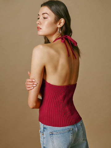 delia ribbed halter top