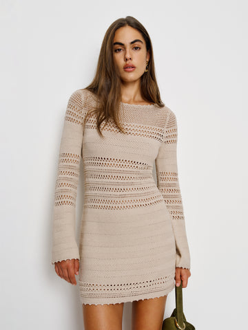 inda open knit mini dress
