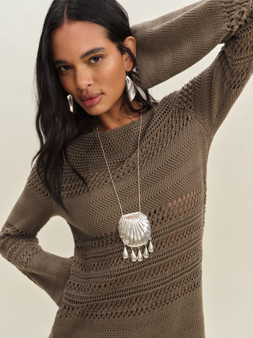 inda open knit mini dress