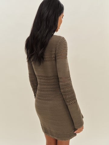 inda open knit mini dress