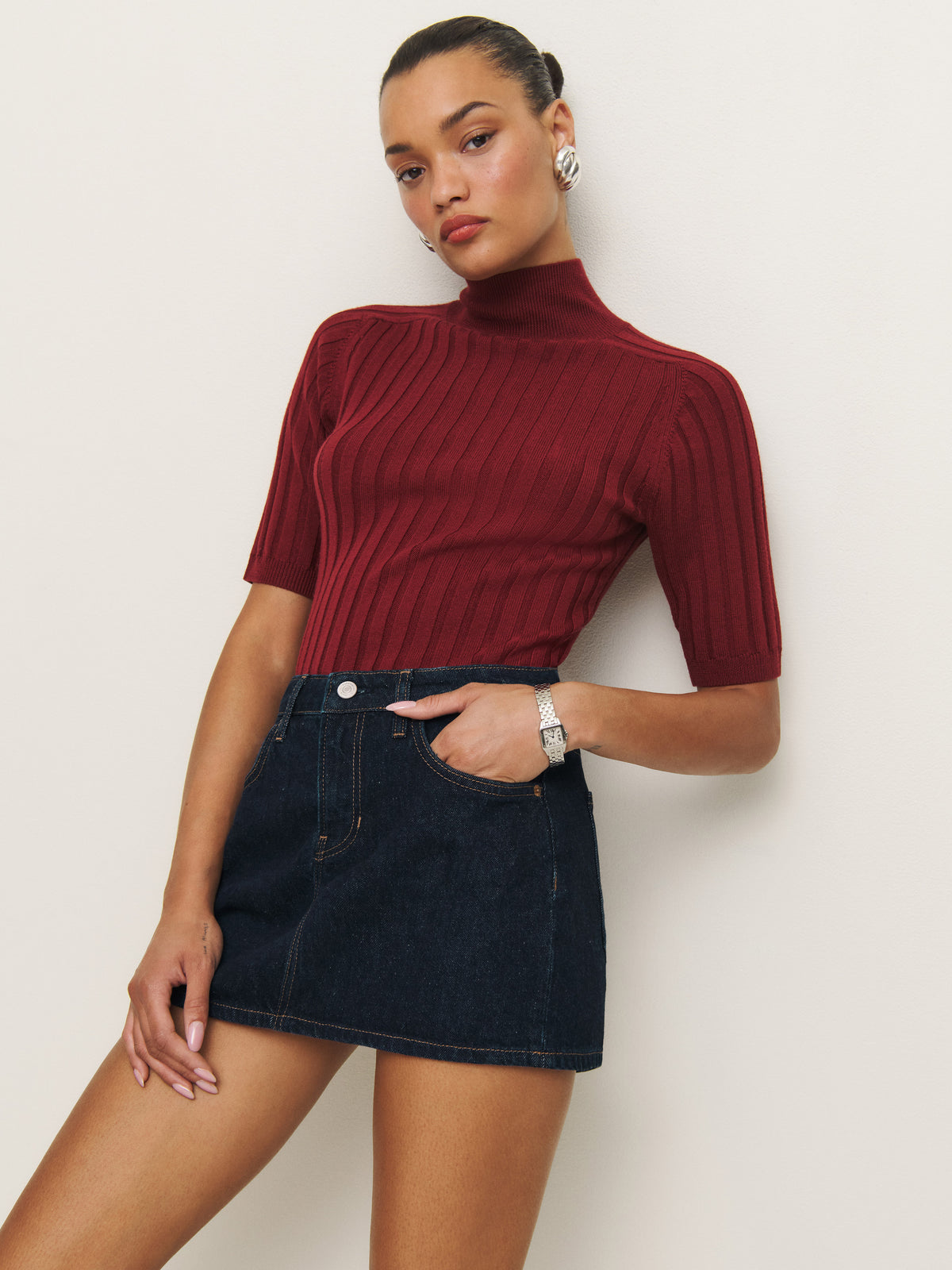 hazel low rise denim mini skirt