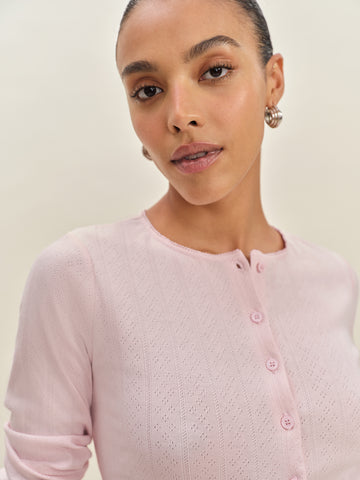 ari pointelle knit cardigan