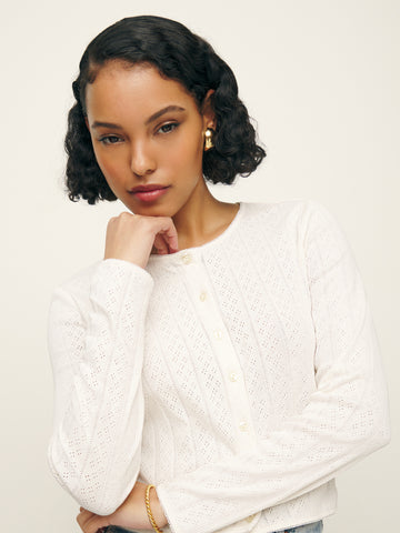 ari pointelle knit cardigan