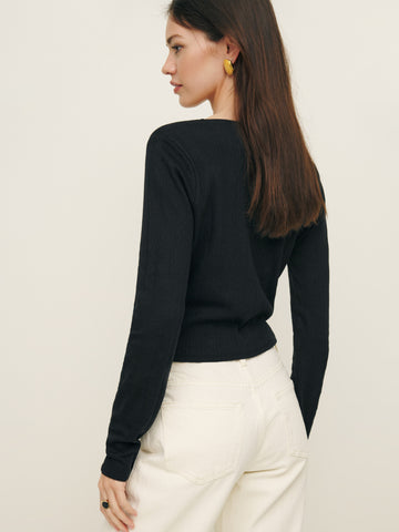 ari pointelle knit cardigan