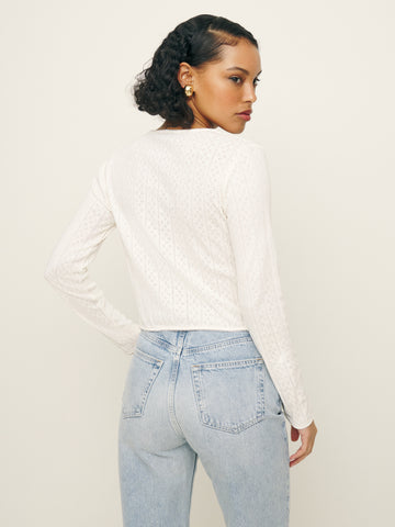 ari pointelle knit cardigan