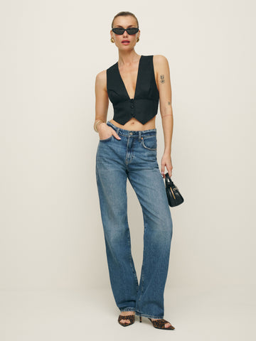 sofia cropped linen vest