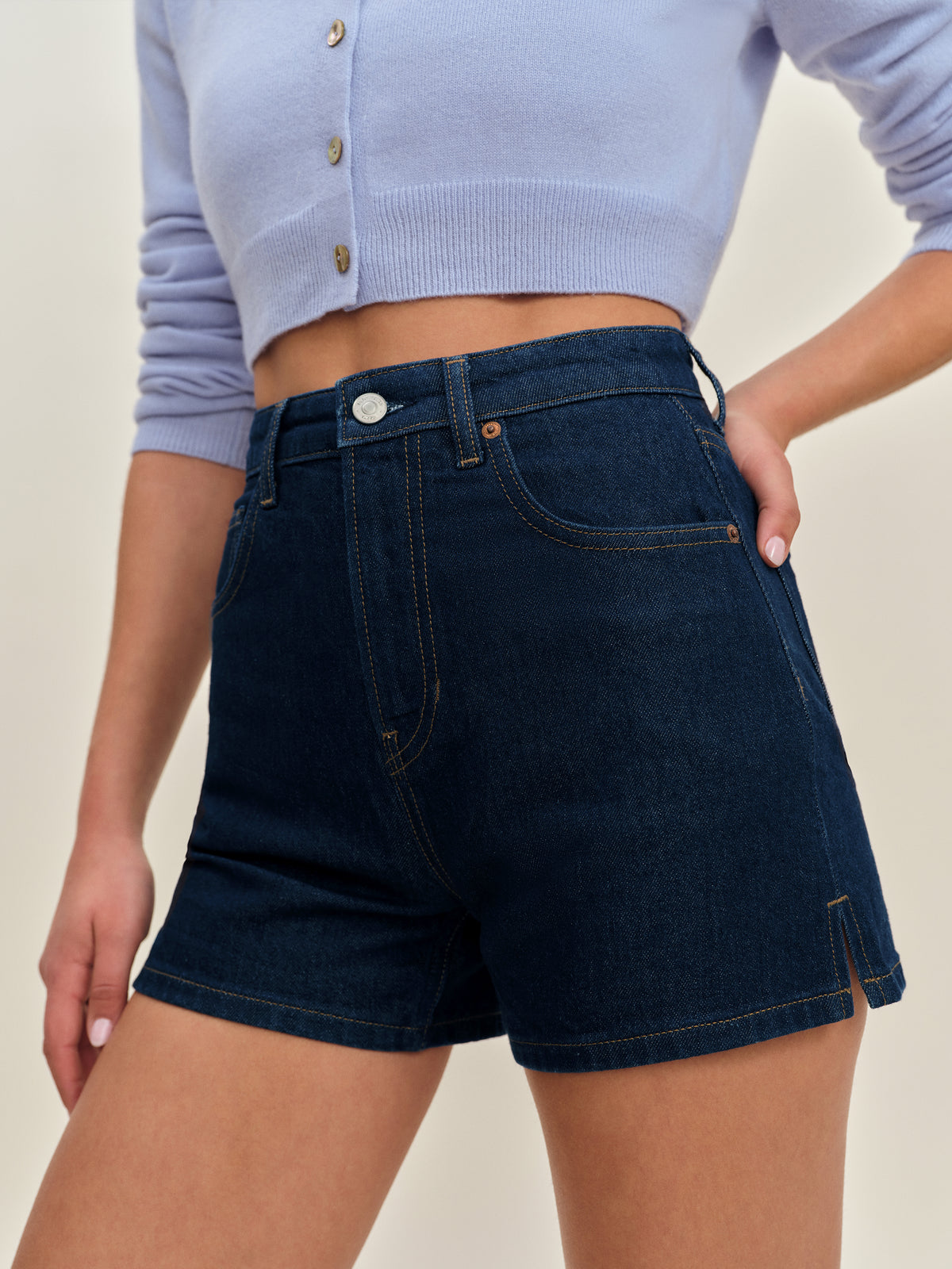 norah stretch high rise 3.5” jean shorts