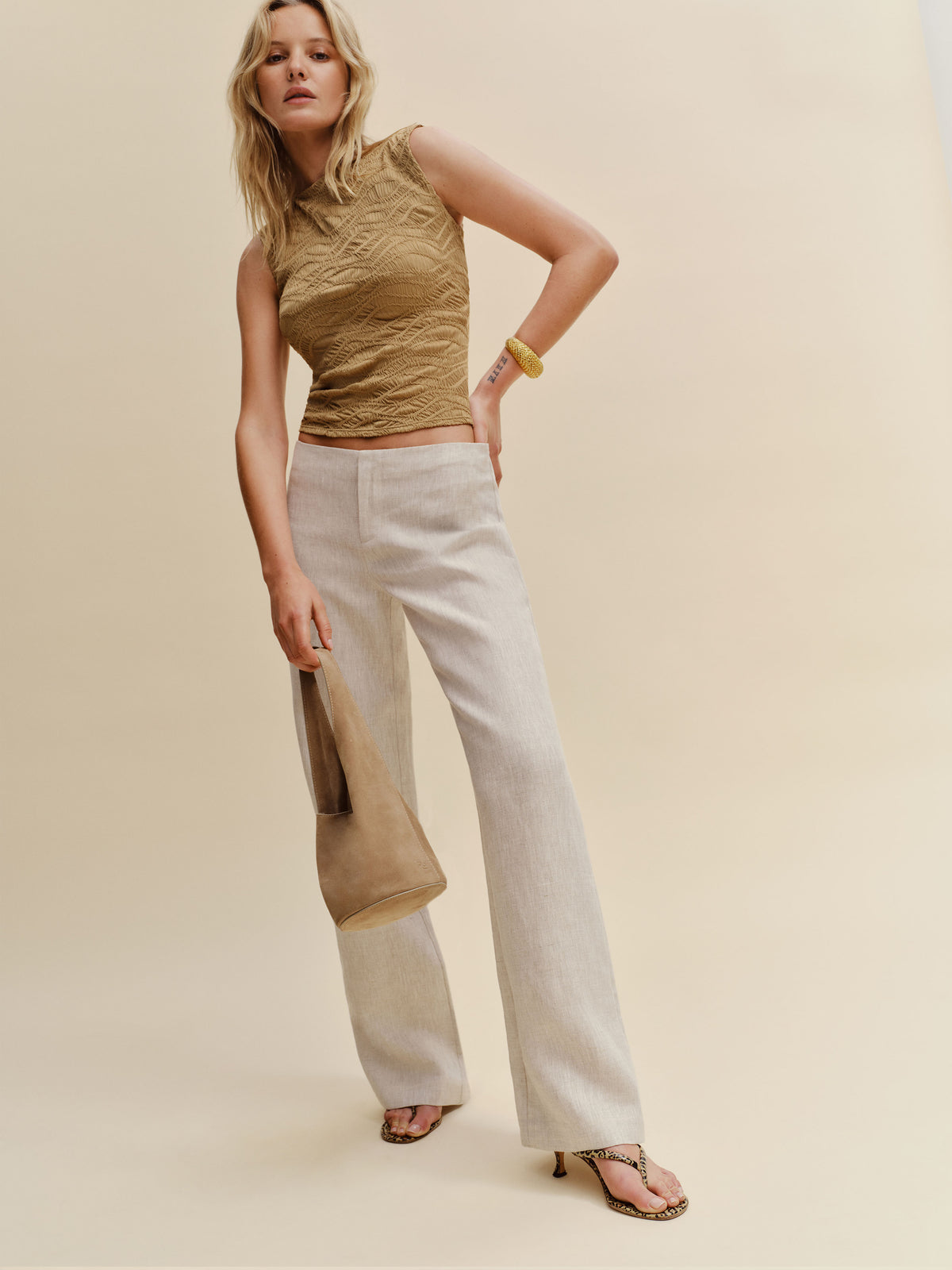 vida linen low rise pant