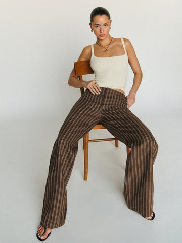 vida linen low rise pant