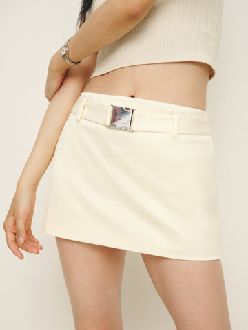 carla low waist belted satin skirt