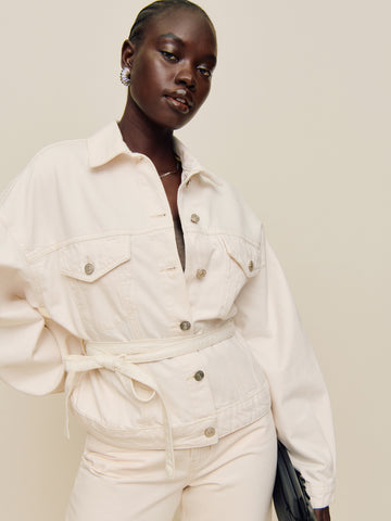 luna belted denim jacket