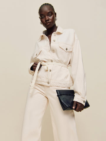 luna belted denim jacket