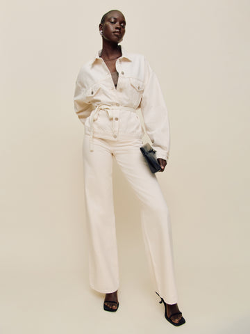 luna belted denim jacket