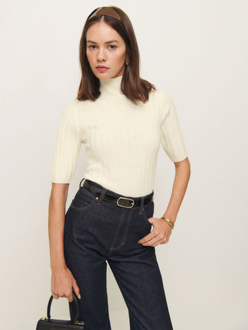 margoax regenerative merino mock neck sweater