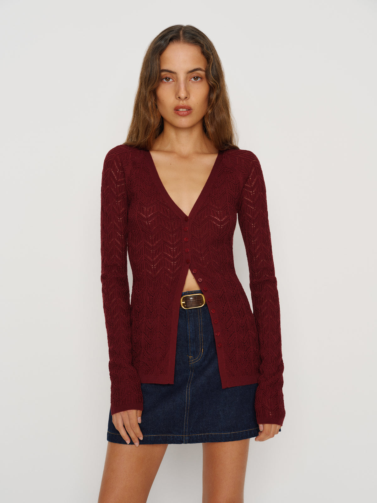 sutton regenerative merino open knit sweater