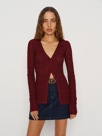 sutton regenerative merino open knit sweater