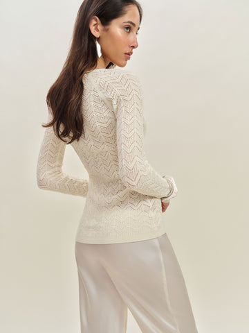 sutton regenerative merino open knit sweater