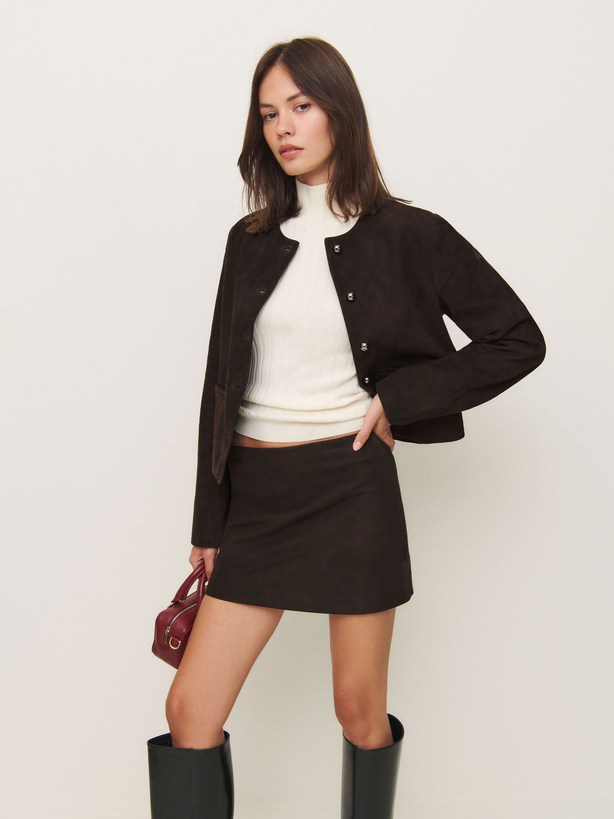 veda carla low waist leather skirt