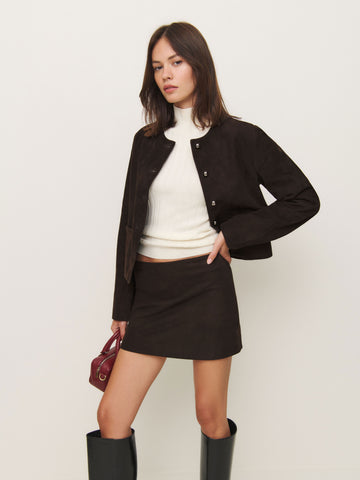 veda carla low waist leather skirt