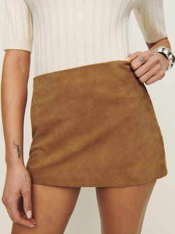 veda carla low waist leather skirt