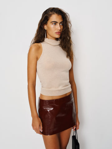 veda carla low waist leather skirt