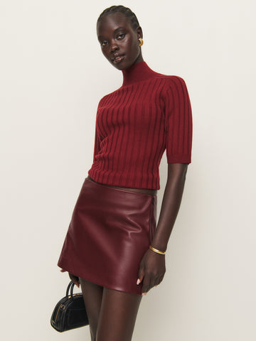 veda carla low waist leather skirt