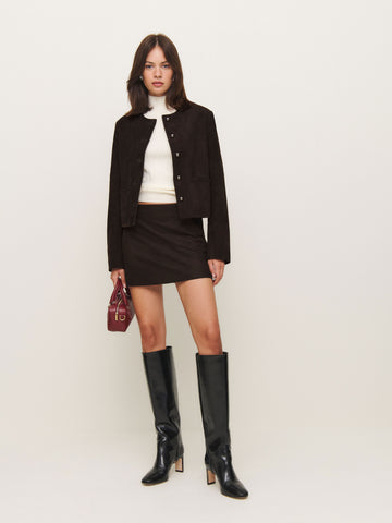 veda carla low waist leather skirt