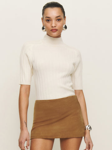 veda carla low waist leather skirt