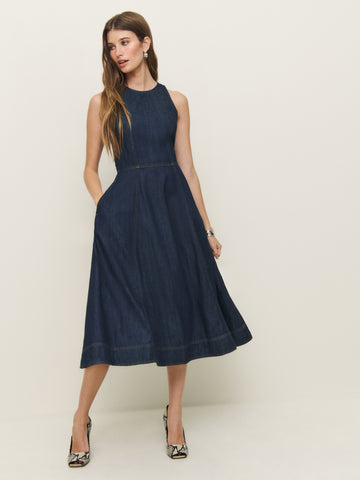 pippa denim midi dress