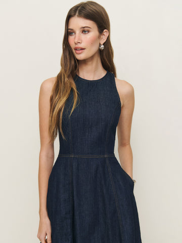 pippa denim midi dress